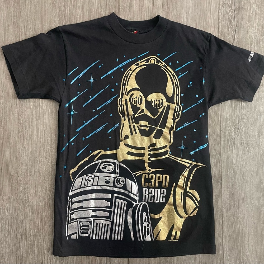 Vintage Star Wars AOP R2D2 C-3PO Shirt Men’s Medium Madee In USA